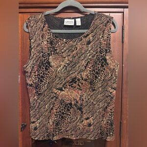 Chico's Black and Brown Abstract Tank Top size 2